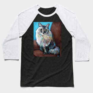 Lucky the Maine Coon Cat in a Chair Baseball T-Shirt